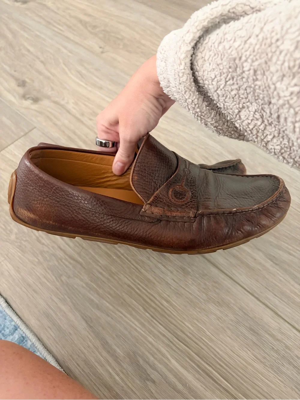 Vintage Gucci Horsebit Embossed Leather Loafers Mens 9